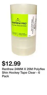 Sport Chek Renfrew 24MM X 25M Polyflex Shin Hockey Tape Clear - 6 Pack offer