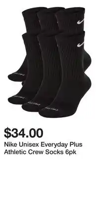 Sport Chek Nike Unisex Everyday Plus Athletic Crew Socks 6pk offer