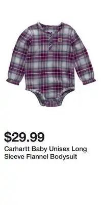 Mark's Carhartt Baby Unisex Long Sleeve Flannel Bodysuit offer