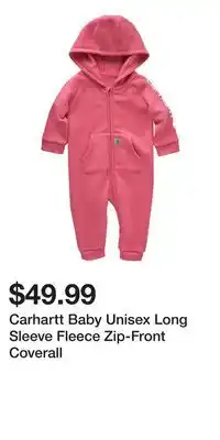 Mark's Carhartt Baby Unisex Long Sleeve Fleece Zip-Front Coverall offer