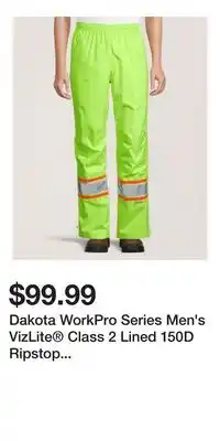 Mark's Dakota WorkPro Series Men's VizLite Class 2 Lined 150D Ripstop Elastic Waist Pants offer