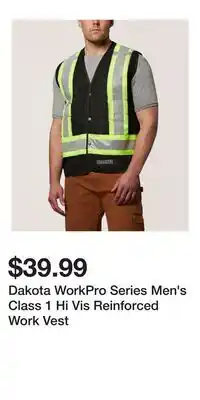 Mark's Dakota WorkPro Series Men's Class 1 Hi Vis Reinforced Work Vest offer