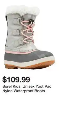 Mark's Sorel Kids' Unisex Yoot Pac Nylon Waterproof Boots offer