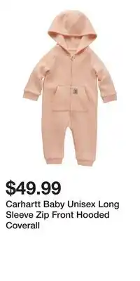 Mark's Carhartt Baby Unisex Long Sleeve Zip Front Hooded Coverall offer