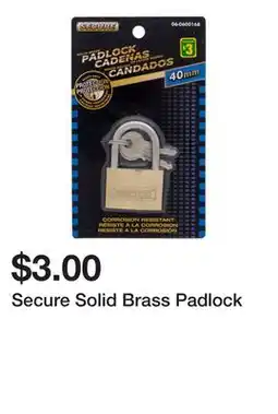 Dollarama Secure Solid Brass Padlock offer