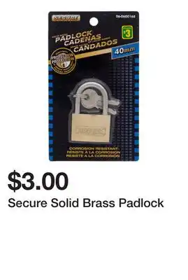 Dollarama Secure Solid Brass Padlock offer