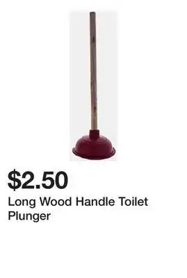 Dollarama Long Wood Handle Toilet Plunger offer