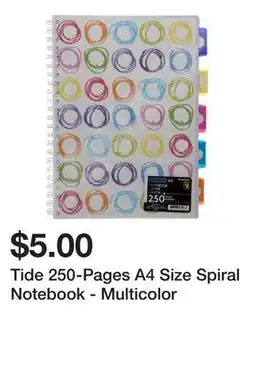 Dollarama Tide 250-Pages A4 Size Spiral Notebook - Multicolor offer