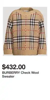 Holt Renfrew BURBERRY Check Wool Sweater offer