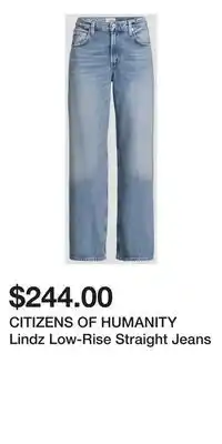 Holt Renfrew CITIZENS OF HUMANITY Lindz Low-Rise Straight Jeans offer