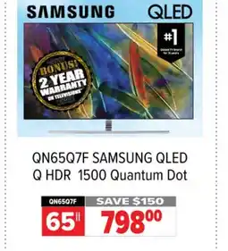 2001 Audio Video QN65Q7F SAMSUNG 65 QLED Q HDR 1500 Quantum Dot offer
