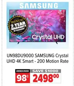 2001 Audio Video UN98DU9000 SAMSUNG Crystal UHD 4K Smart - 200 Motion Rate offer