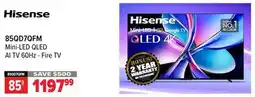 2001 Audio Video 85QD7QFM Hisense Mini-LED QLED AI TV 60Hz - Fire TV offer