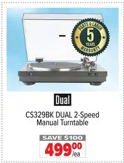 2001 Audio Video CS329BK DUAL 2-Speed Manual Turntable offer