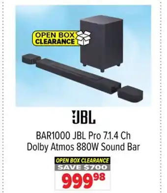 2001 Audio Video BAR1000 JBL Pro 7.1. 4 Ch Dolby Atmos 880W Sound Bar offer