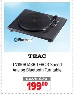 2001 Audio Video TN180BTA3B TEAC 3-Speed Analog Bluetooth Turntable offer