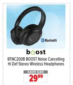 2001 Audio Video BTNC200B BOOST Noise Cancelling Hi Def Stereo Wireless Headphones offer