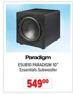 2001 Audio Video PARADIGM ESUB10 10 Essentials Subwoofer offer