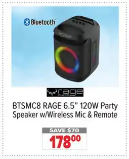 2001 Audio Video BTSMC8 RAGE 6.5 120W Party Speaker w/Wireless Mic & Remote offer