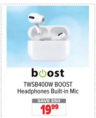 2001 Audio Video TWSB400W BOOST Headphones Built-in Mic offer