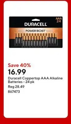 Staples Duracell Coppertop AAA Alkaline Batteries - 24 pk offer
