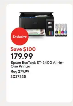 Staples Epson EcoTank ET-2400 All-in-One Printer offer