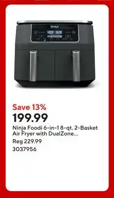 Staples Ninja Foodi 6-in-1 8-qt. 2-Basket Air Fryer with DualZone Technology - Black offer