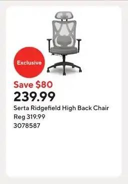 Staples Serta Ridgefield High Back Chair offer