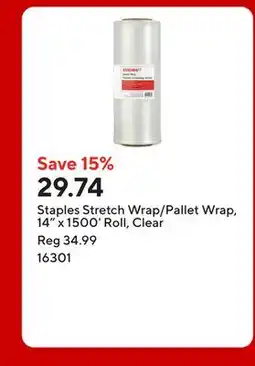Staples Staples Stretch Wrap/Pallet Wrap, 14 x 1500' Roll, Clear offer