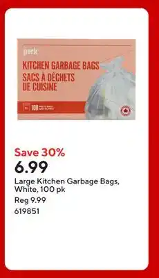 Staples Large Kitchen Garbage Bags, White, 100 pk offer