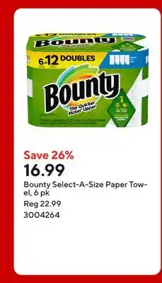 Staples Bounty Select-A-Size Paper Towel, 6 pk offer
