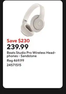 Staples Beats Studio Pro Wireless Headphones - Sandstone offer