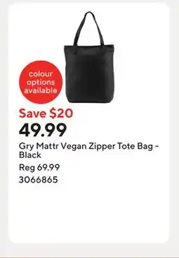 Staples Gry Mattr Vegan Zipper Tote Bag - Black offer