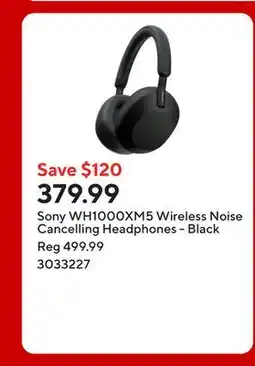 Staples Sony WH1000XM5 Wireless Noise Cancelling Headphones - Black offer