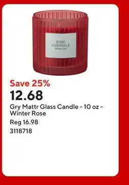 Staples Gry Mattr Glass Candle - 10 oz - Winter Rose offer
