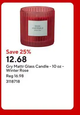 Staples Gry Mattr Glass Candle - 10 oz - Winter Rose offer
