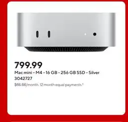 Staples Mac mini - M4 - 16 GB - 256 GB SSD - Silver offer