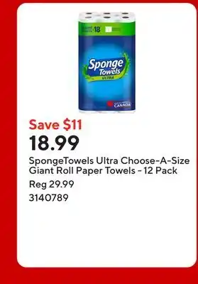 Staples SpongeTowels Ultra Choose-A-Size Giant Roll Paper Towels - 12 Pack offer