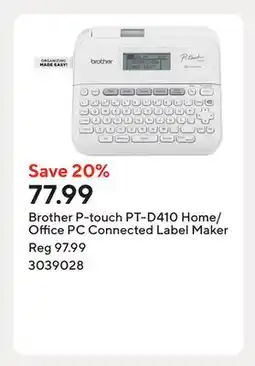 Staples Brother P-touch PT-D410 Home/Office PC Connected Label Maker offer