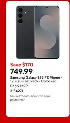 Staples Samsung Galaxy S25 FE Phone - 128 GB - Jetblack - Unlocked offer