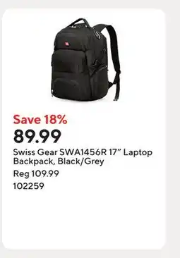 Staples Swiss Gear SWA1456R 17 Laptop Backpack, Black/Grey offer