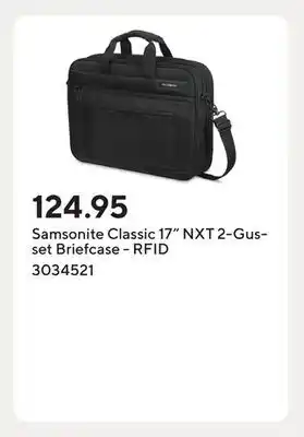 Staples Samsonite Classic 17 NXT 2-Gusset Briefcase - RFID offer