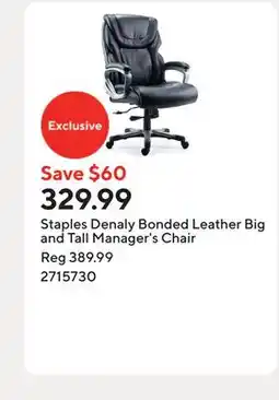 Staples Staples Denaly Bonded Leather Big and Tall Manager's Chair offer