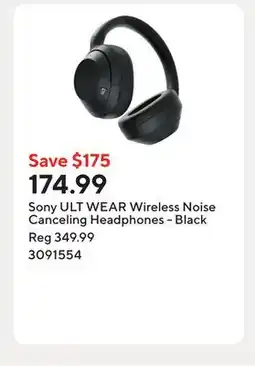 Staples Sony ULT WEAR Wireless Noise Canceling Headphones - Black offer