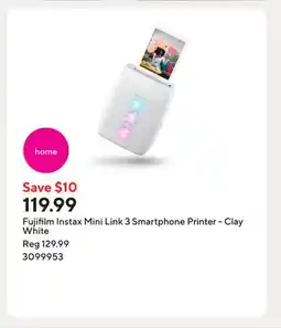 Staples Fujifilm Instax Mini Link 3 Smartphone Printer - Clay White offer