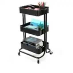 Staples Simply 3-Tier Rolling Card Black offer