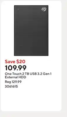 Staples One Touch 2 TB USB 3.2 Gen 1 External HDD offer