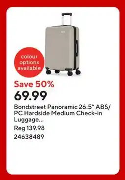 Staples Bondstreet Panoramic 26.5 ABS/PC Hardside Medium Check-in Luggage - Desert Grey offer