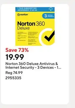 Staples Norton 360 Deluxe Antivirus & Internet Security - 3 Devices - 1 Year Subscription [Digital Download] offer