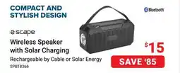 Visions Electronics Escape Wireless Speaker with Solar Charging offer